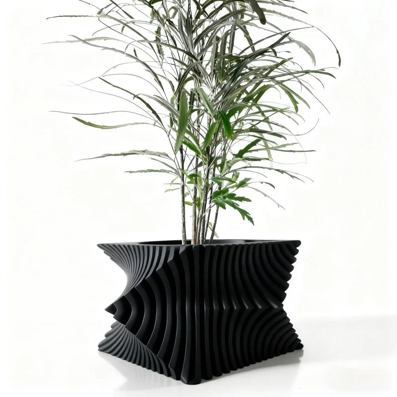 PLA 3D Printed Plant Pot Biodegradable Stripe Design