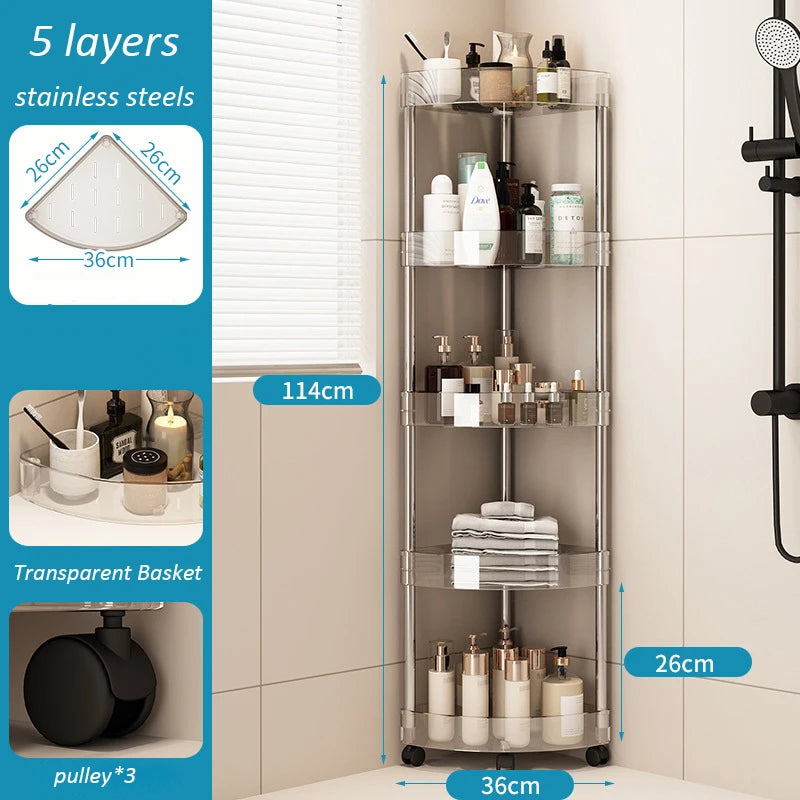 Shelf Trolley Bathroom Organizer Shelves Kitchen Home Large Capacity Storage Rack Acryl Cart Corner Cosmetic Organizer Supplies