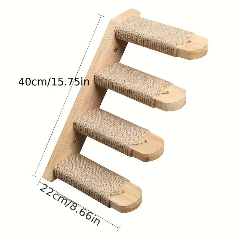 Large Cat Climbing Stairs, Solid Wood Ledge Cat Climbing Frame, Wall-Mounted Segmented Cat Stairs, Wooden Cat Climbing Ladder