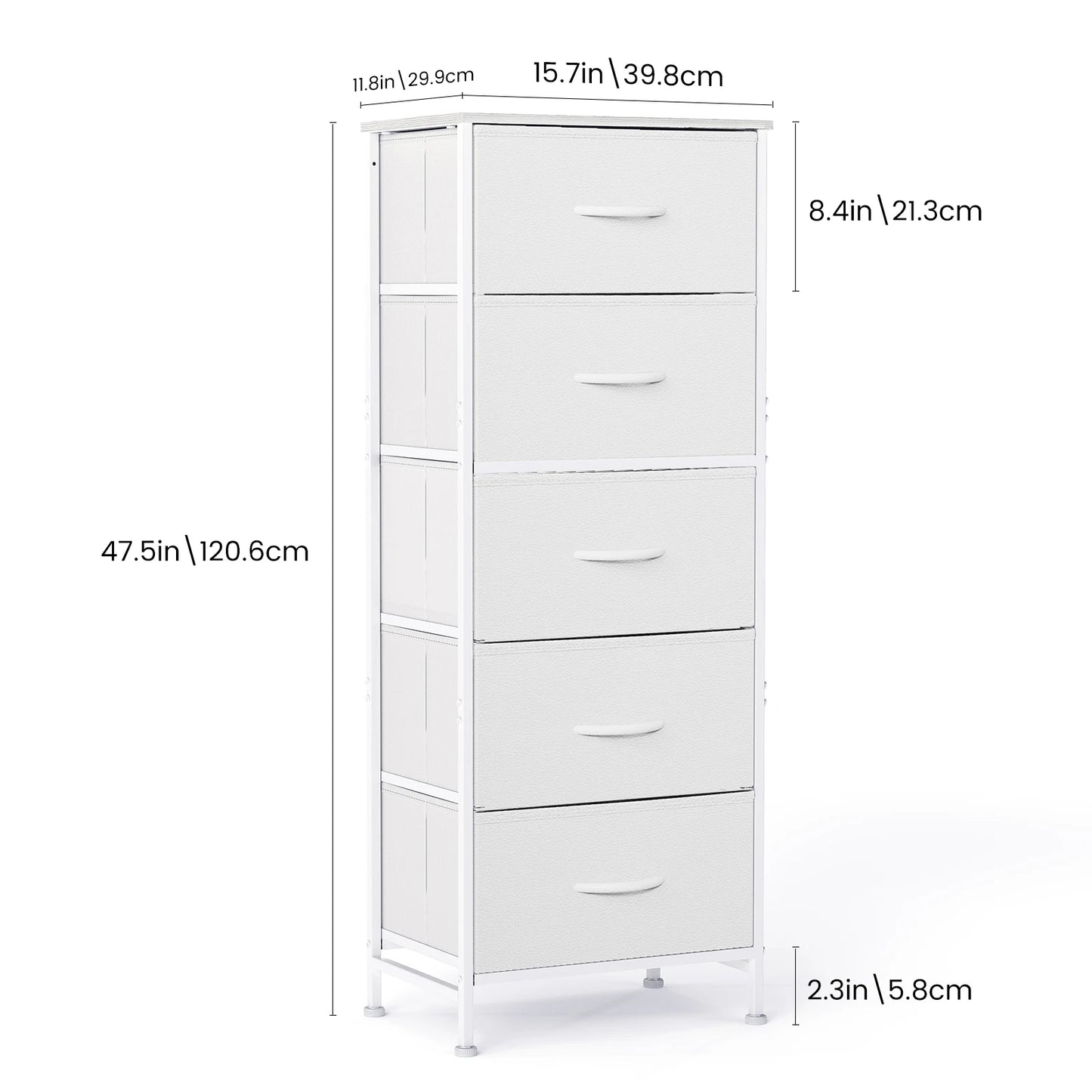 JHK 5 Fabric Drawers Cabinet For Living Room 48IN Drawers Beside Nightstand Tables Storage Closet Chest Clothes Display Of Furni
