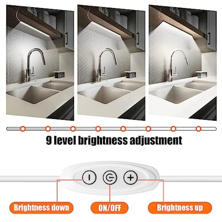 Under Cabinet Lights, 12 Inch Plug in Under Cabinet Lighting, LED Closet Lights, 6000K Cool White Light, Ultra Thin Dimmable Li