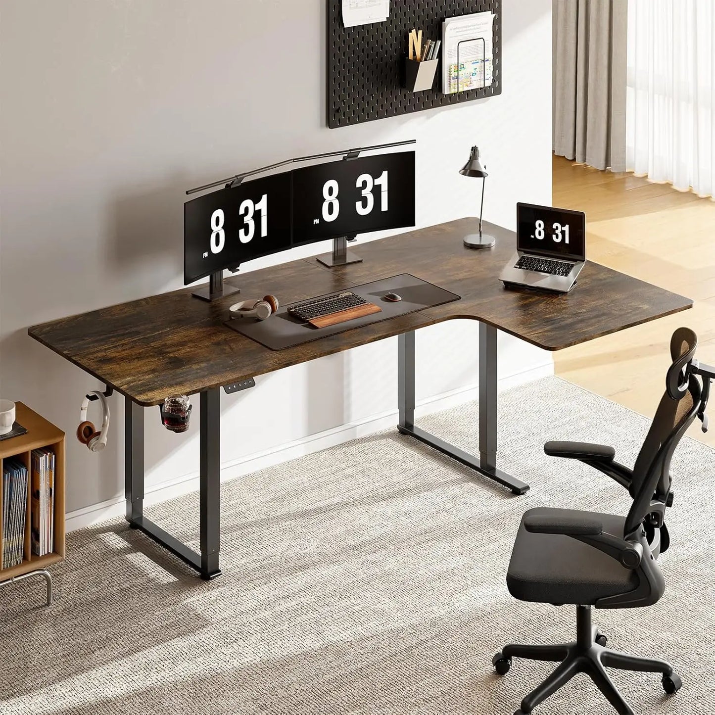 L Shaped Standing Desk, 63/71x43 Inches Electric Stand Up Desk with Dual Motor & Memory Controller, Desk with Adjustable Height