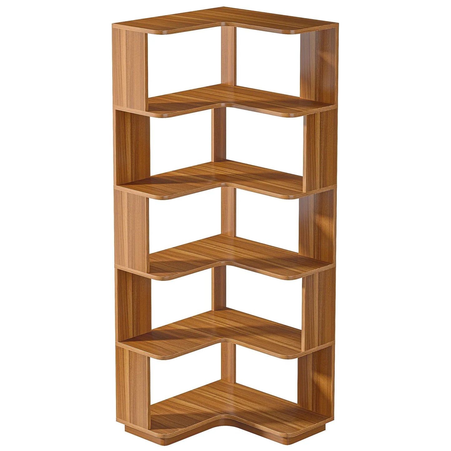 Tribesigns 6 Tier Corner Bookshelf, 64.96 Inch Tall Industrial Corner Bookcase with Anti-Drop Panel,Wood Grain Corner Shelf