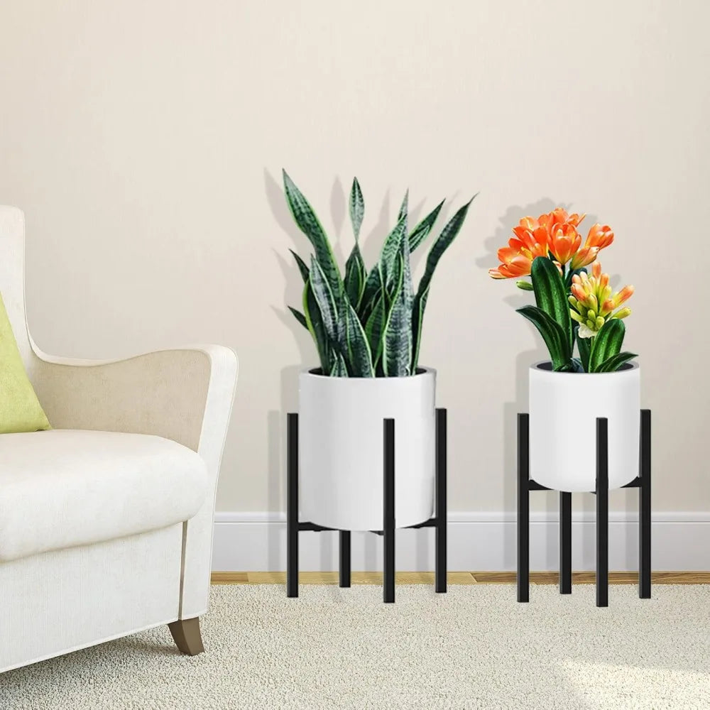 Adjustable Heavy Duty Metal Plant Stand for 10 to 16 Inch Pots Indoor Outdoor Corner Use Black Single