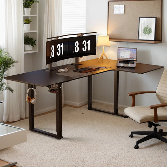 L Shaped Standing Desk, 63/71x43 Inches Electric Stand Up Desk with Dual Motor & Memory Controller, Desk with Adjustable Height
