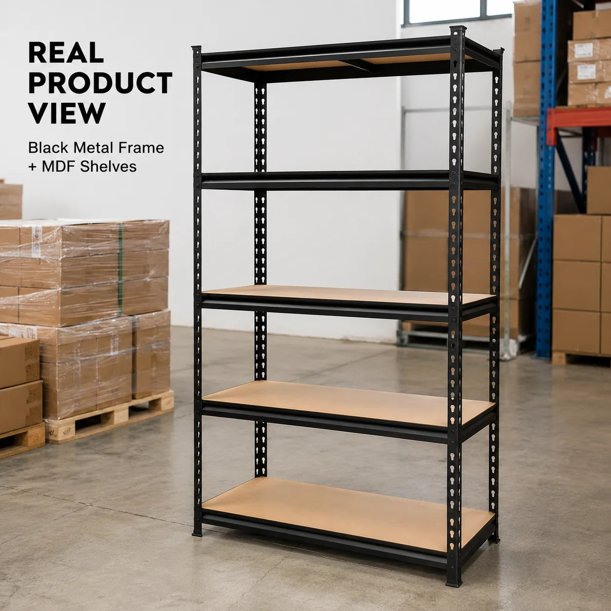 27.6'W X 60'H 5-Tier Garage Shelving Unit, 2200 LBS Heavy Duty Storage Shelves, Metal Rack with MDF Board, Screw Assembly Adjustable Utility Organizer for Basement Pantry Kitchen Laundry Closet, 440 LBS Load Per Shelf, 1 or 2