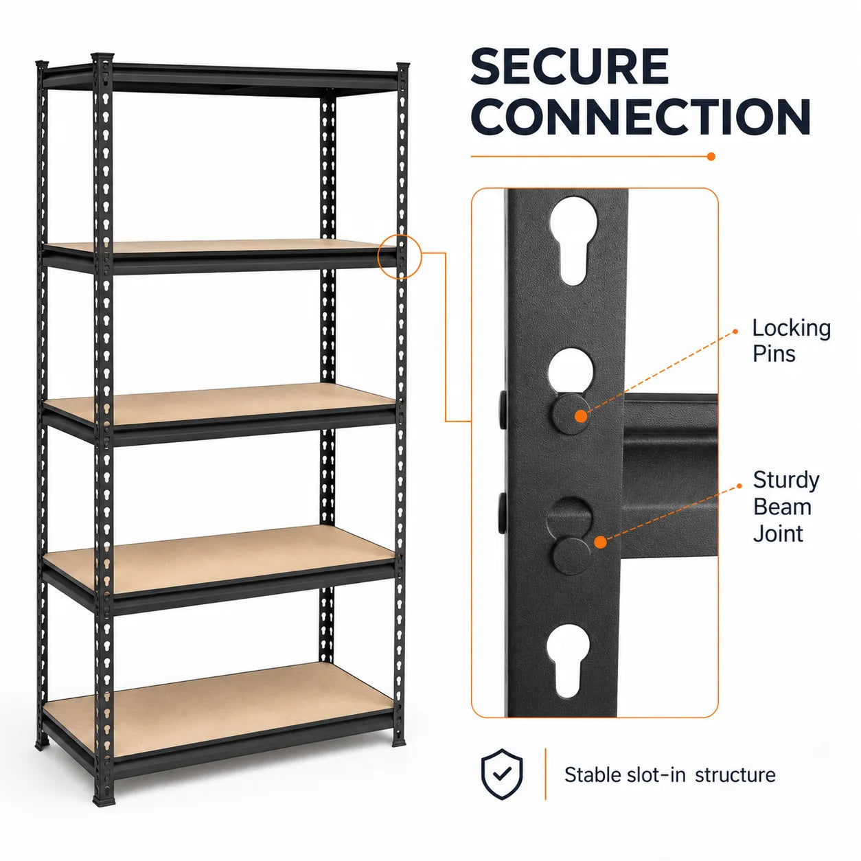27.6'W X 60'H 5-Tier Garage Shelving Unit, 2200 LBS Heavy Duty Storage Shelves, Metal Rack with MDF Board, Screw Assembly Adjustable Utility Organizer for Basement Pantry Kitchen Laundry Closet, 440 LBS Load Per Shelf, 1 or 2