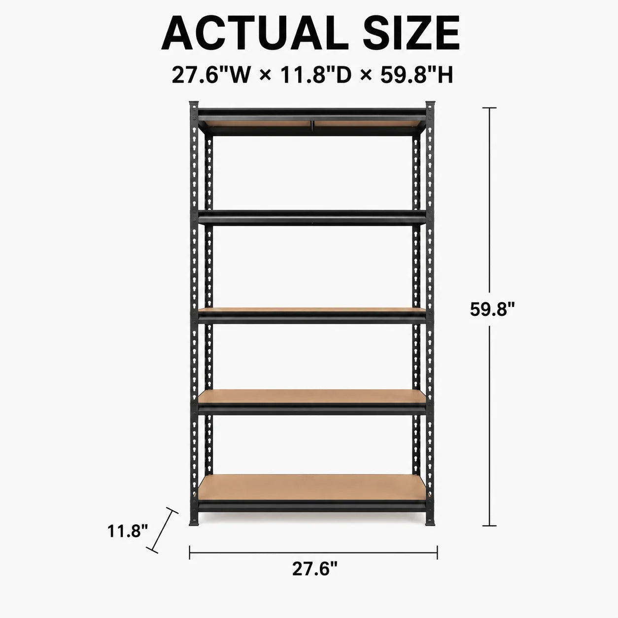 27.6'W X 60'H 5-Tier Garage Shelving Unit, 2200 LBS Heavy Duty Storage Shelves, Metal Rack with MDF Board, Screw Assembly Adjustable Utility Organizer for Basement Pantry Kitchen Laundry Closet, 440 LBS Load Per Shelf, 1 or 2