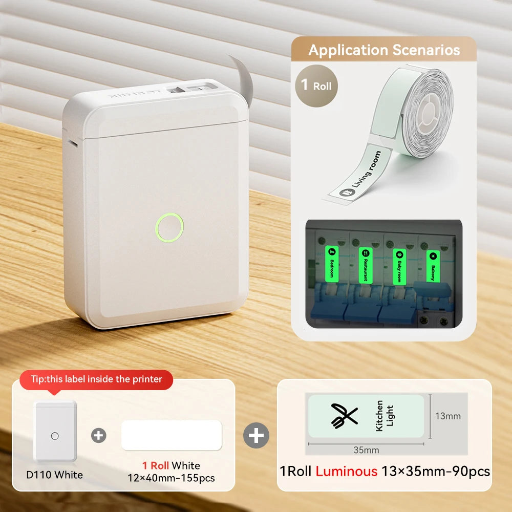Niimbot D110 Mini Handheld Thermal Label Maker Wireless Sticker Machine Inkless Pocket with Label Sticker for Home Office