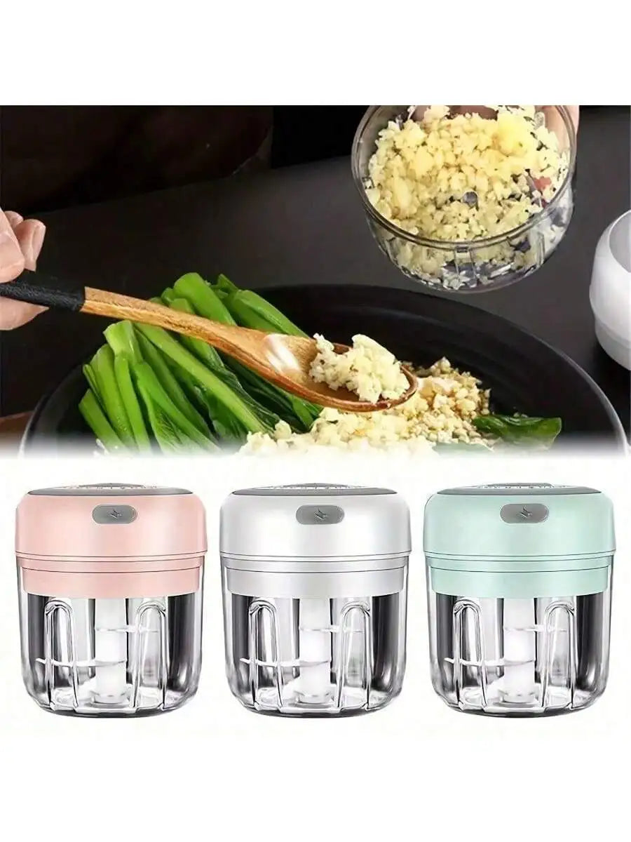 250ml Mini Electric Garlic Chopper Cordless Food Processor Meat Grinder Onion Veggie Dicer Baby Food Maker Kitchen Gadget Christmas Mom Gift