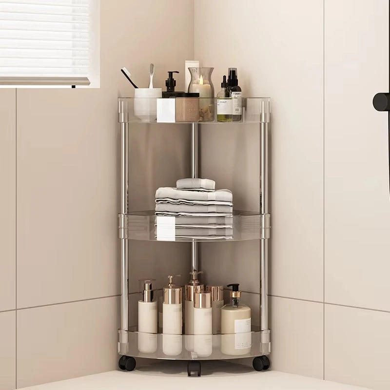 Shelf Trolley Bathroom Organizer Shelves Kitchen Home Large Capacity Storage Rack Acryl Cart Corner Cosmetic Organizer Supplies