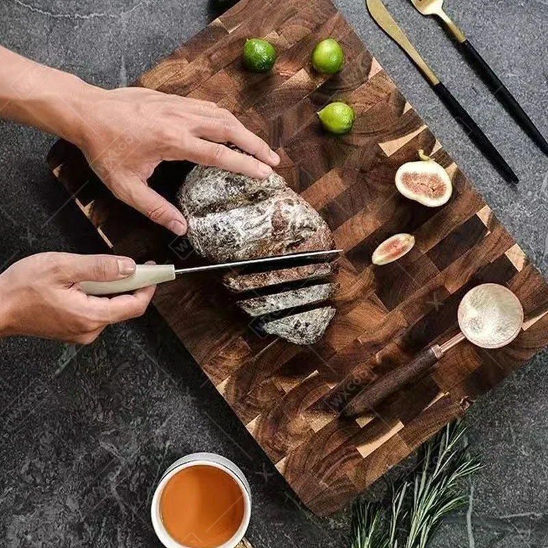 Thicken Acacia Wooden Cutting Board Kitchen Double-sided Splicing Checkerboard Solid Wood Non-slip for Cut Vegetable Fruit Board