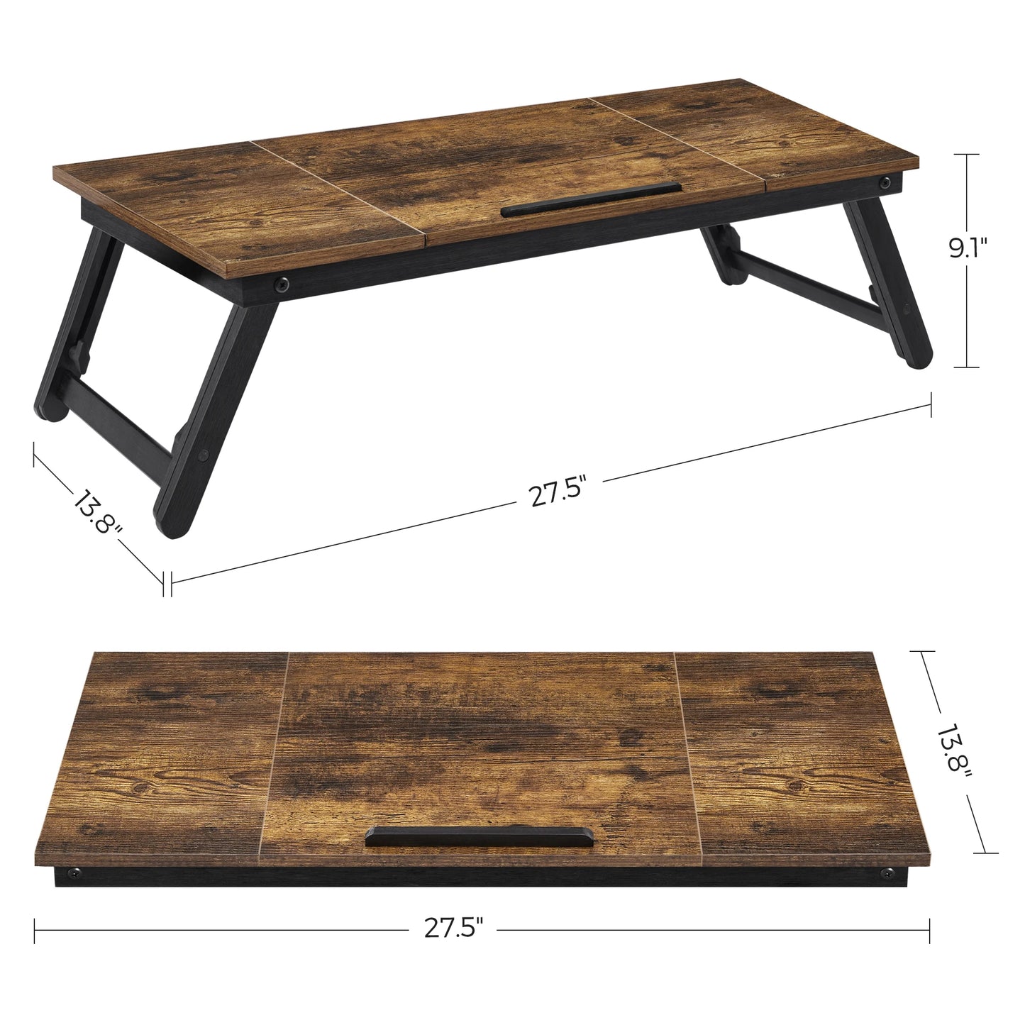 SONGMICS Laptop Desk, Bed Sofa Breakfast Tray, Adjustable Tilt Top, Right-Left Handed, Adjustable Folding Legs
