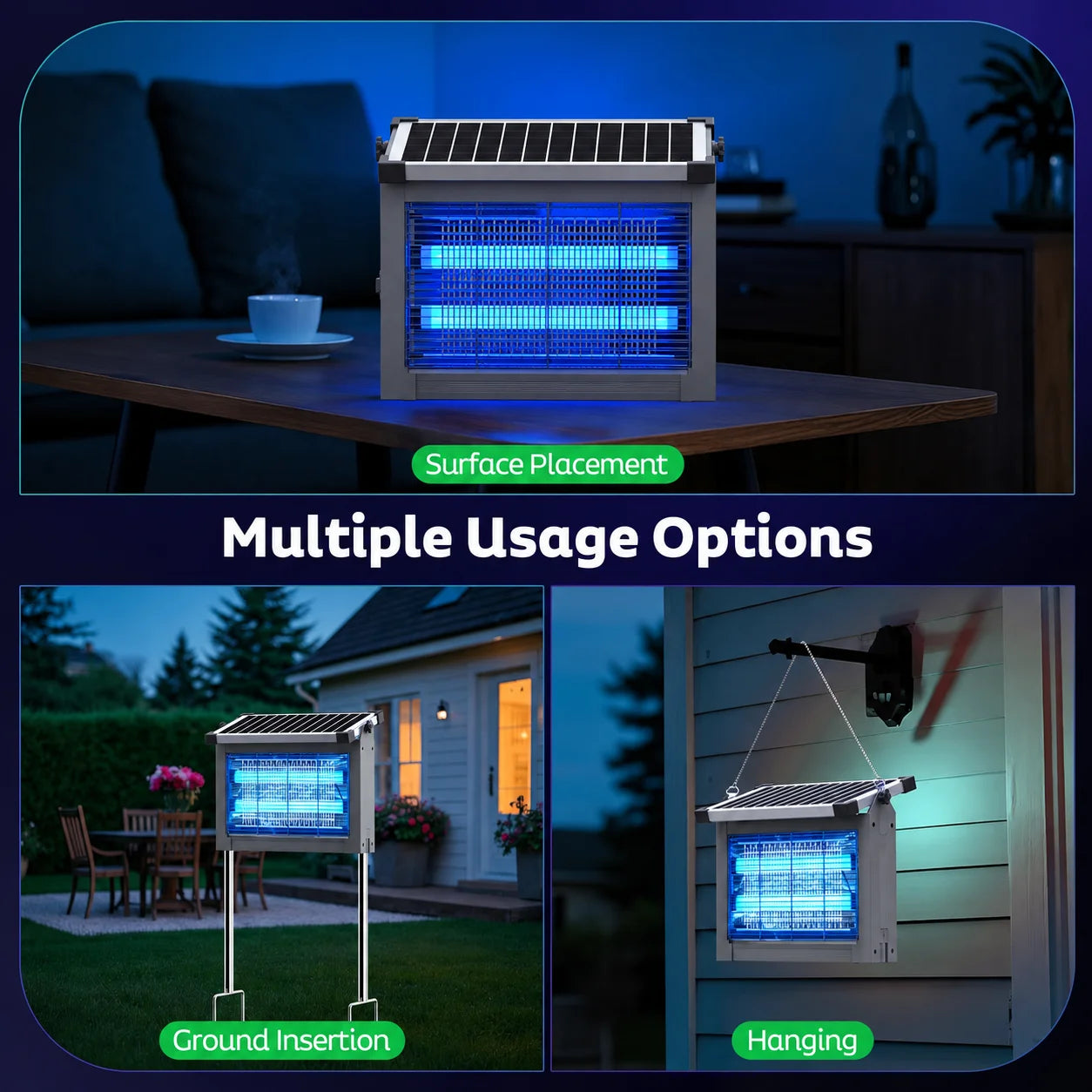 Solar Bug Zapper Outdoor Waterproof 4500V Mosquito Killer