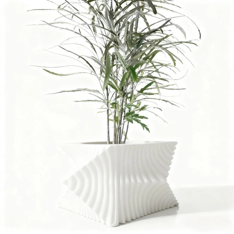 PLA 3D Printed Plant Pot Biodegradable Stripe Design