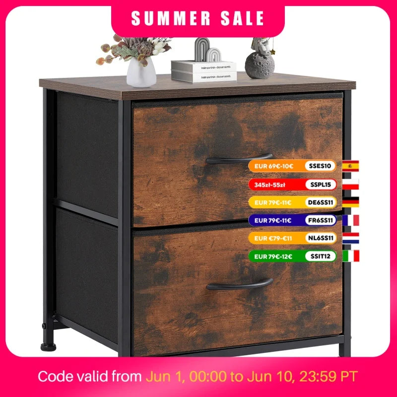 JHK Nightstand Bedside Table With Storage Drawers For Bedroom