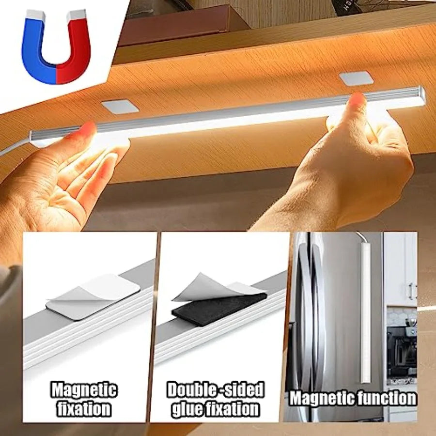Under Cabinet Lights, 12 Inch Plug in Under Cabinet Lighting, LED Closet Lights, 6000K Cool White Light, Ultra Thin Dimmable Li
