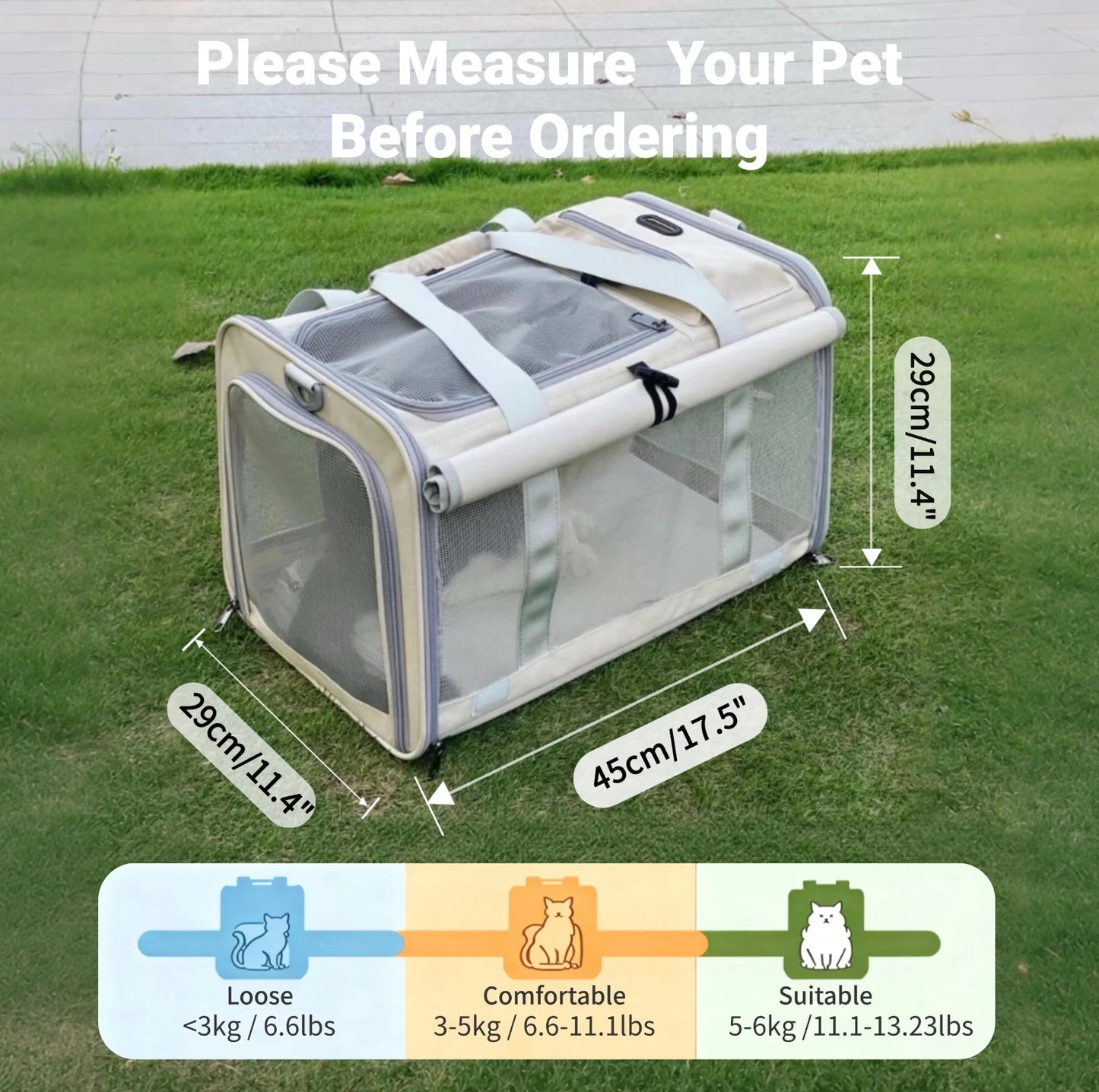 Large Foldable Pet Carrier Bag for Cats Small Dogs, Breathable Soft-Sided Travel Tote with Top Window and Luggage Strap