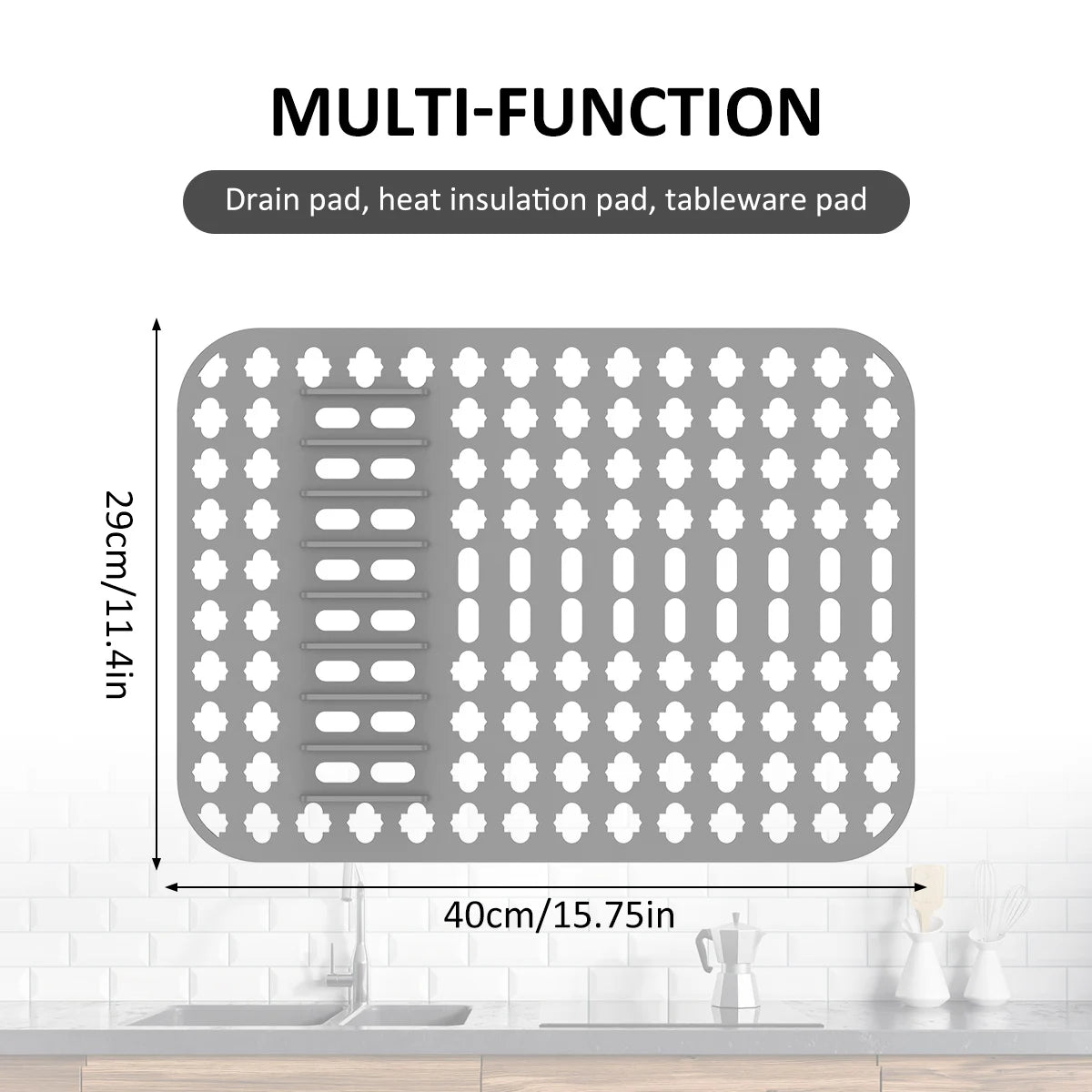 Silicone Sink Protector Heat-Resistant Anti-Slip Sink Liner Mat Portable Reusable Protector Mat for Kitchen Rectangle Sink