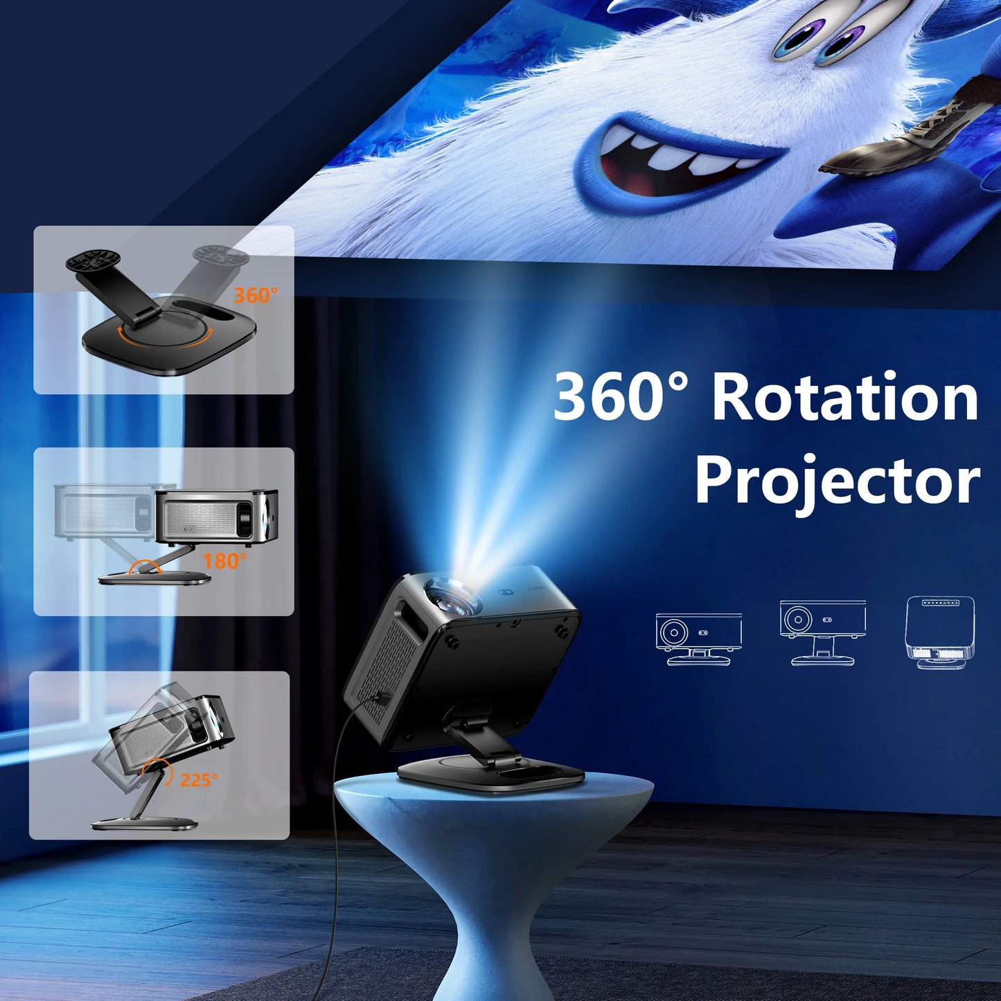 XIWBSY 45000Lumens Google TV Projector Portable Projector 4K Android 14.0 Daylight Projector 8K Video Home Theater  Projector