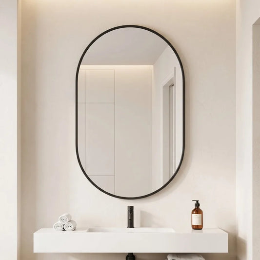 16"x24" Oval Mirror Bathroom Vanity Mirror Wall-Mounted Mirror, Black
