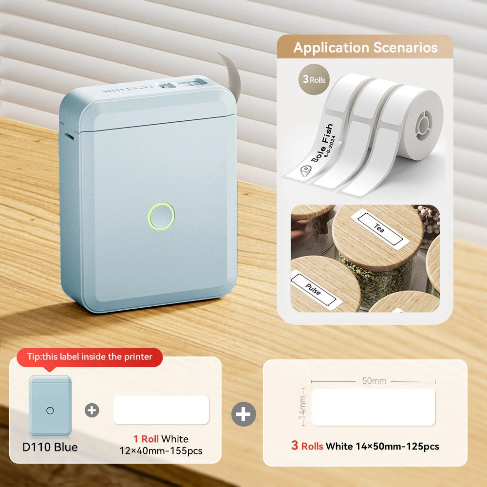 Niimbot D110 Mini Handheld Thermal Label Maker Wireless Sticker Machine Inkless Pocket with Label Sticker for Home Office