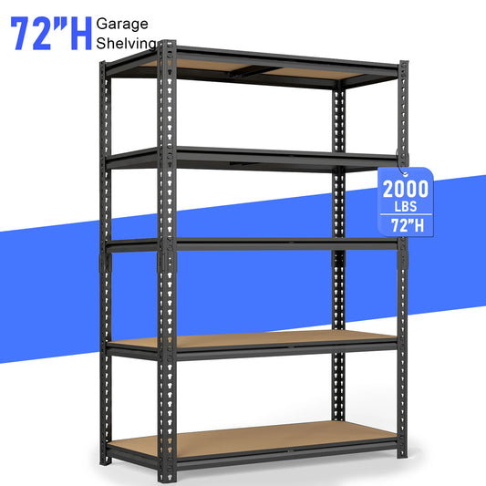 Heavy-Duty Industrial Metal Storage Shelves 72"H, Adjustable Height Shelving Unit Suitable for Garage, Warehouse, Kitchen, Basement - Easy No-Bolt Assembly, Kitchen Closet Tool Storage And Organization, Utility Shelves, Local
