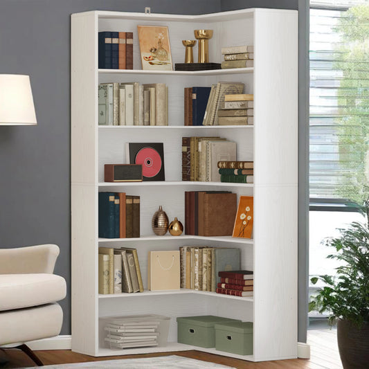 ANCTOR Corner Bookshelf with Baffles, Corner Bookcases 6 Tiers, Etagere Shelf Storage Rack for Living Room, Home Office