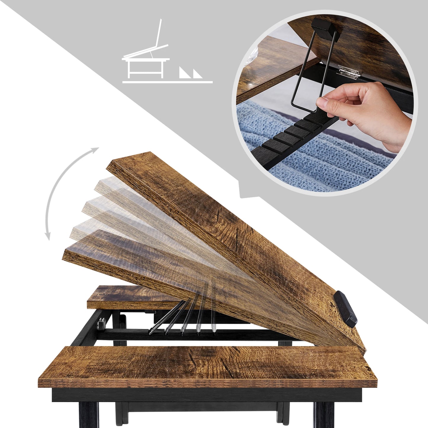 SONGMICS Laptop Desk, Bed Sofa Breakfast Tray, Adjustable Tilt Top, Right-Left Handed, Adjustable Folding Legs
