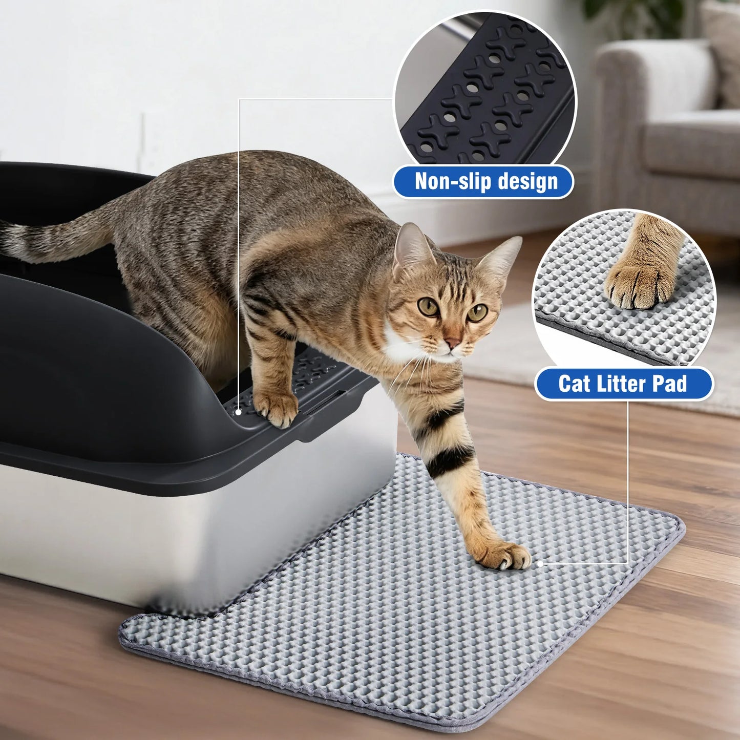 Stainless Steel Cat Litter Box With Lid Scoop And Mat