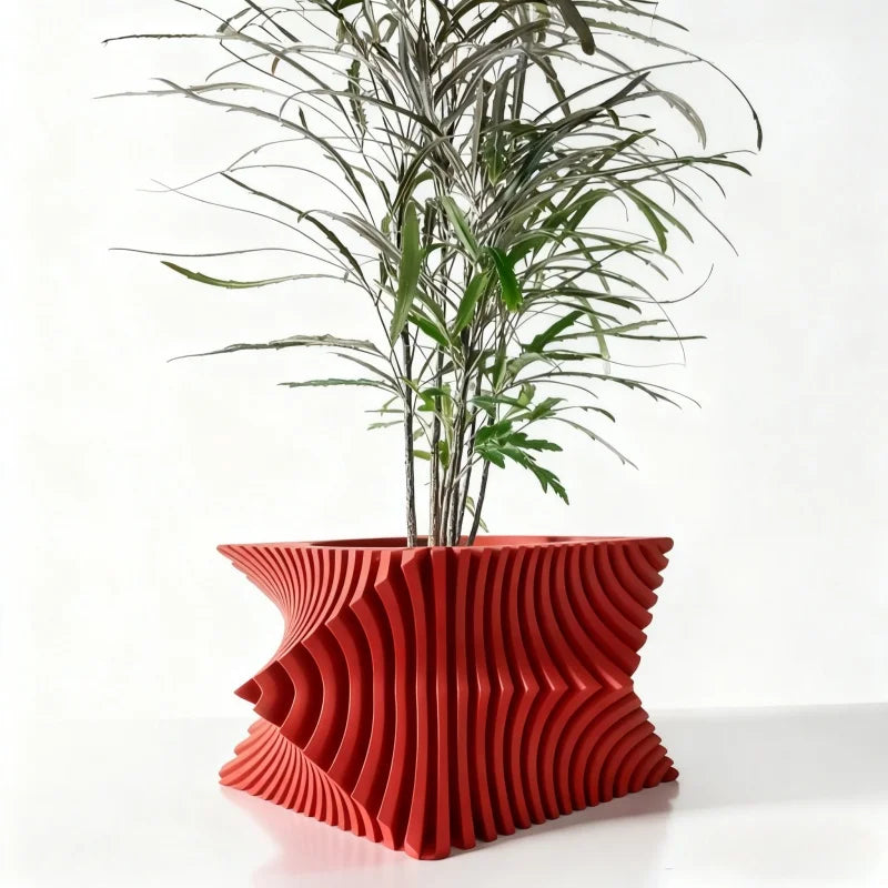 PLA 3D Printed Plant Pot Biodegradable Stripe Design