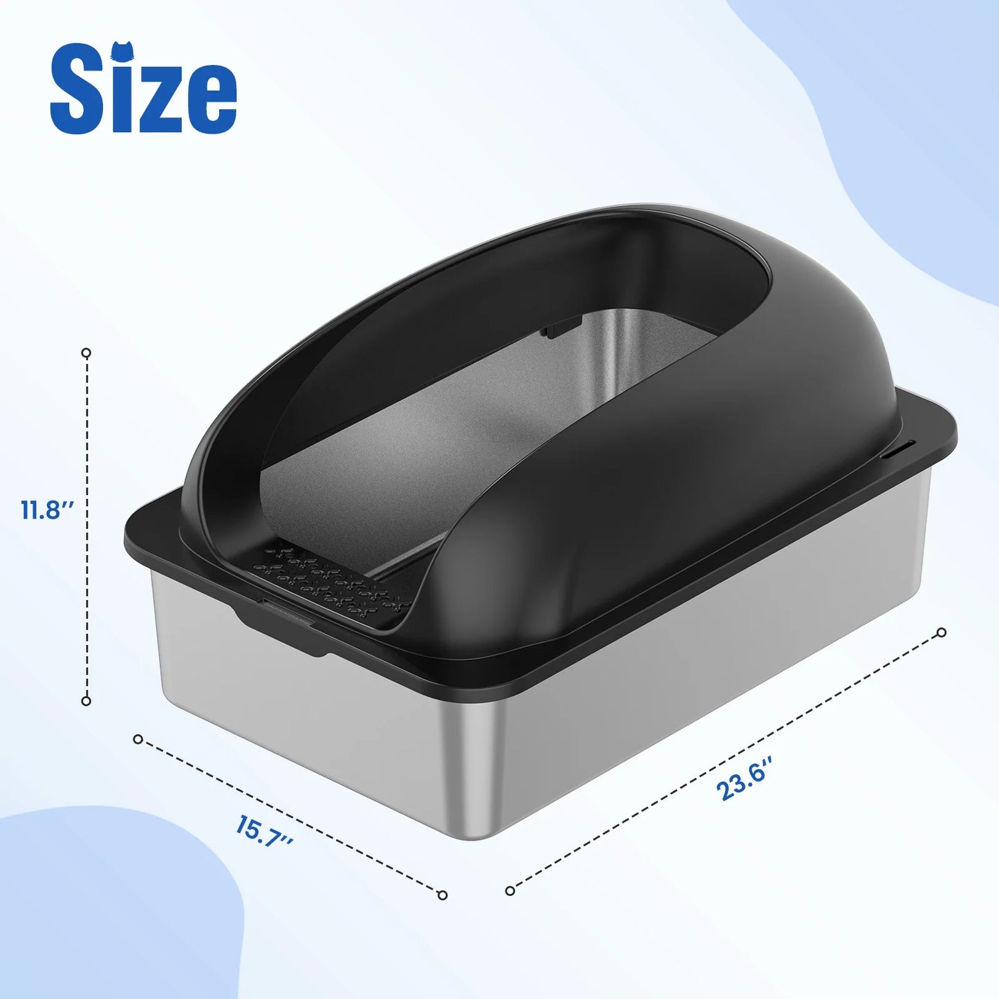 Stainless Steel Cat Litter Box With Lid Scoop And Mat