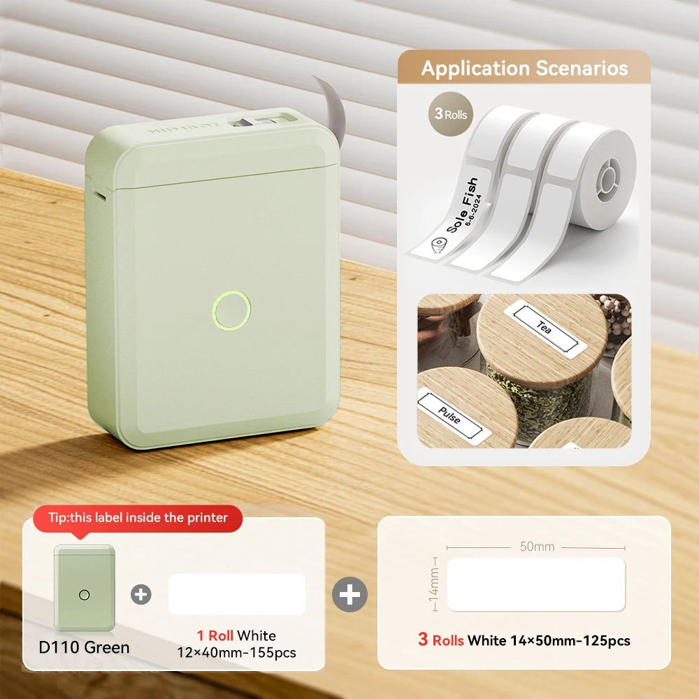 Niimbot D110 Mini Handheld Thermal Label Maker Wireless Sticker Machine Inkless Pocket with Label Sticker for Home Office