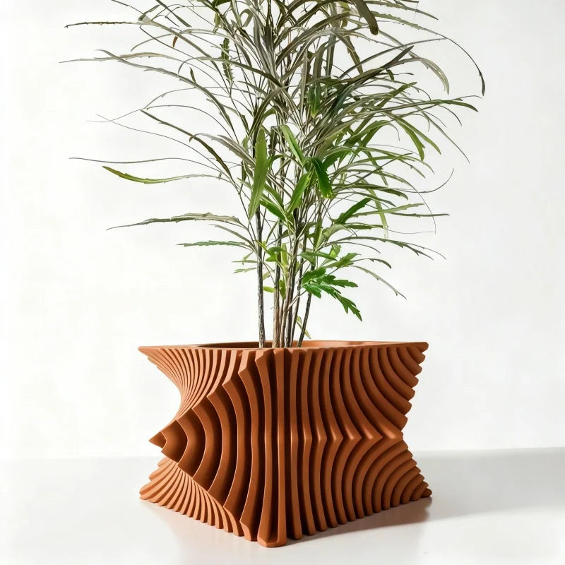 PLA 3D Printed Plant Pot Biodegradable Stripe Design