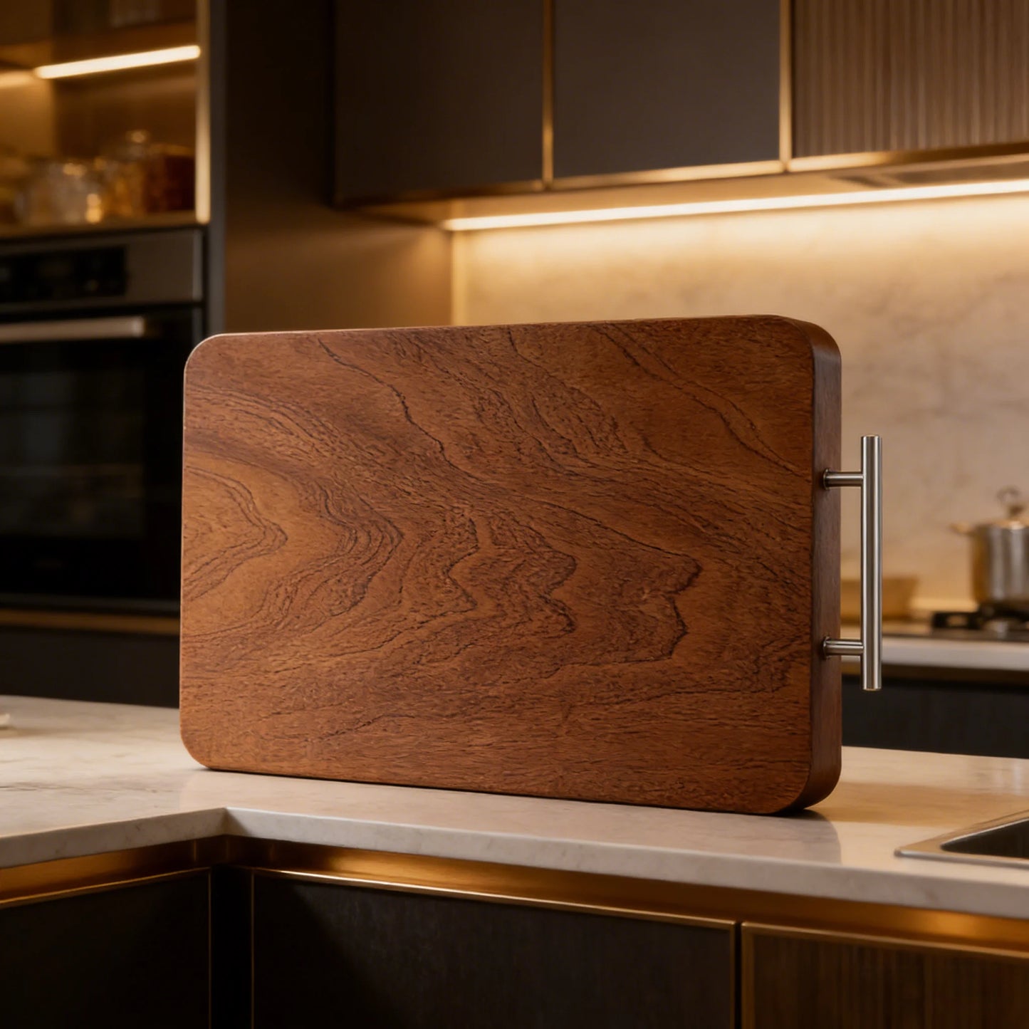 Black Gold Ebony Cutting Board, 3cm Thick Solid Wood No Paint No Wax, Double Sided Maintenance-Free Antibacterial Chopping Block