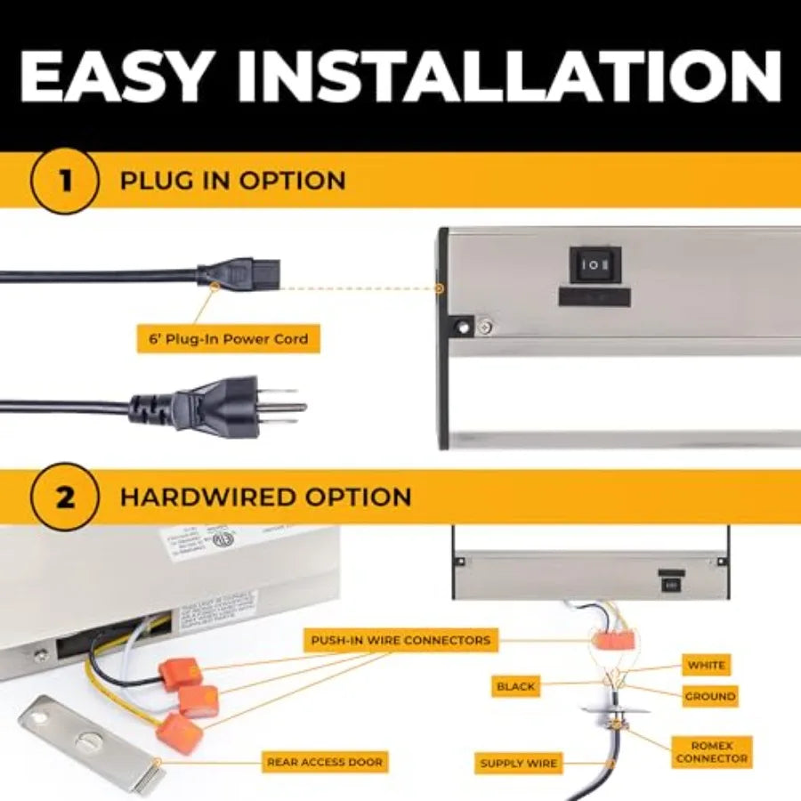 LED Under Cabinet Lighting Hardwired - 3CCT Satin Finish - Undercabinet Lights for Kitchen - Linkable Undercounter Dimmable Plu