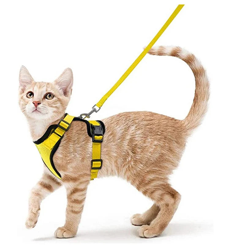 Adjustable Anti-Escape Small Cat Belt Kitten Harness Light Breathable Soft Pet Vest Wiring Harness Traction Belt Kitten Walking