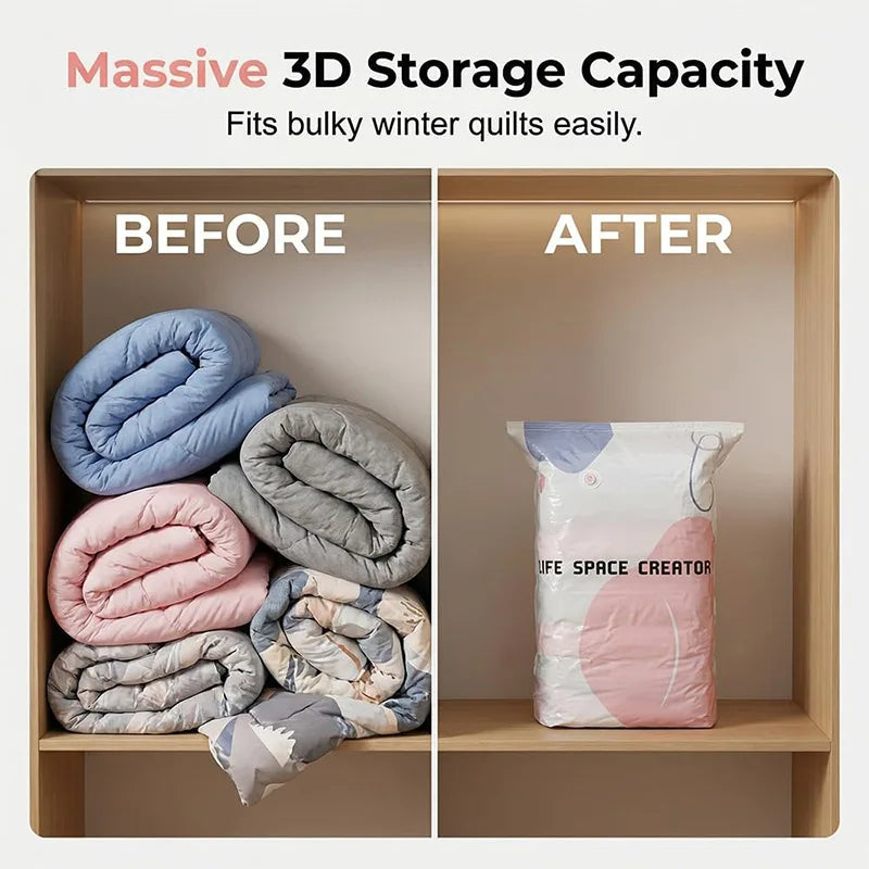 Vacuum Storage Bags Store Clothes Quilts Luggage Sealed Pump Free Thickened Large Capacity Space Saving Household Storage Supply