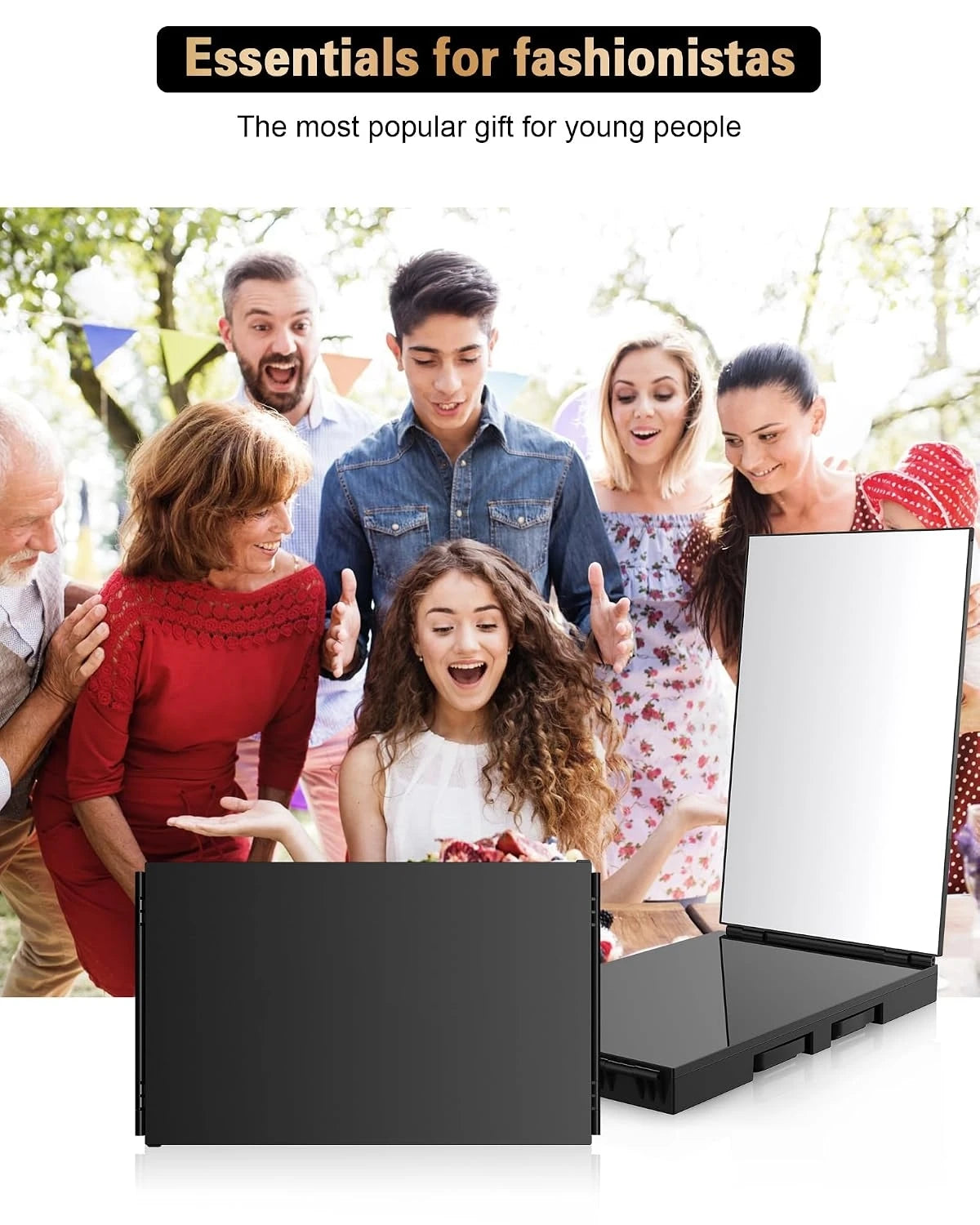 The 360 Mirror - 3 Way Mirror for Self Hair Cutting - Adjustable Trifold Barber Miror to Cut Your Own Hair - Tri Fold Self Haircut System for Men and Women Braiding