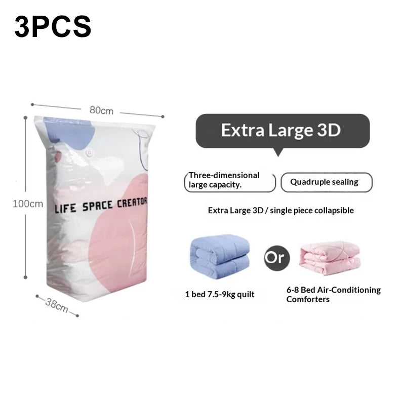 Vacuum Storage Bags Store Clothes Quilts Luggage Sealed Pump Free Thickened Large Capacity Space Saving Household Storage Supply