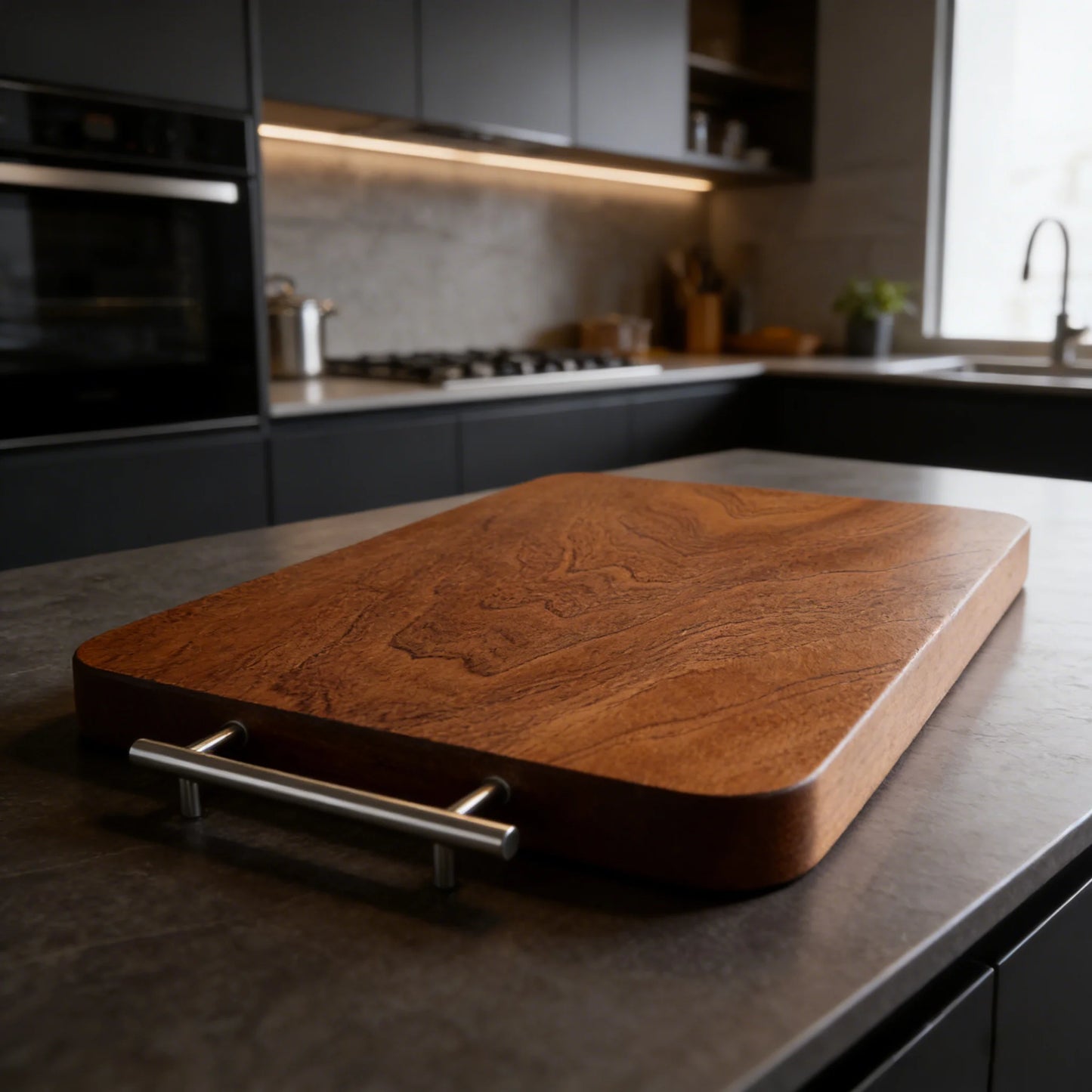 Black Gold Ebony Cutting Board, 3cm Thick Solid Wood No Paint No Wax, Double Sided Maintenance-Free Antibacterial Chopping Block