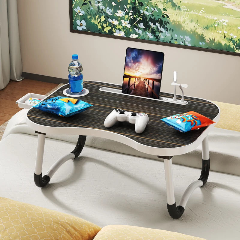 Laptop Desktop Cutlery and Laptop Bed Holder, Bedside Table Tray, Breakfast Bed Tray, Laptop Table with Cup Holder and Side Draw