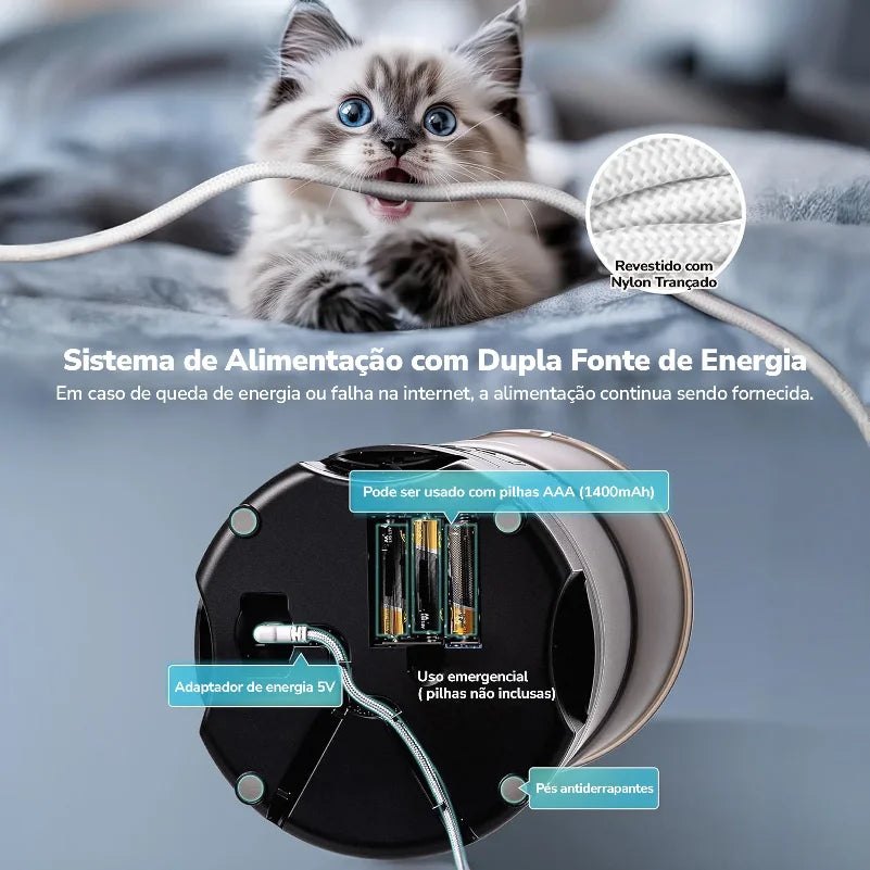 6L Pet Feeder with 3  Bowl Automatic Cat Feeder Smart Dog Food Dispenser WiFi Timing Quantitative Stainless Steel Feeding