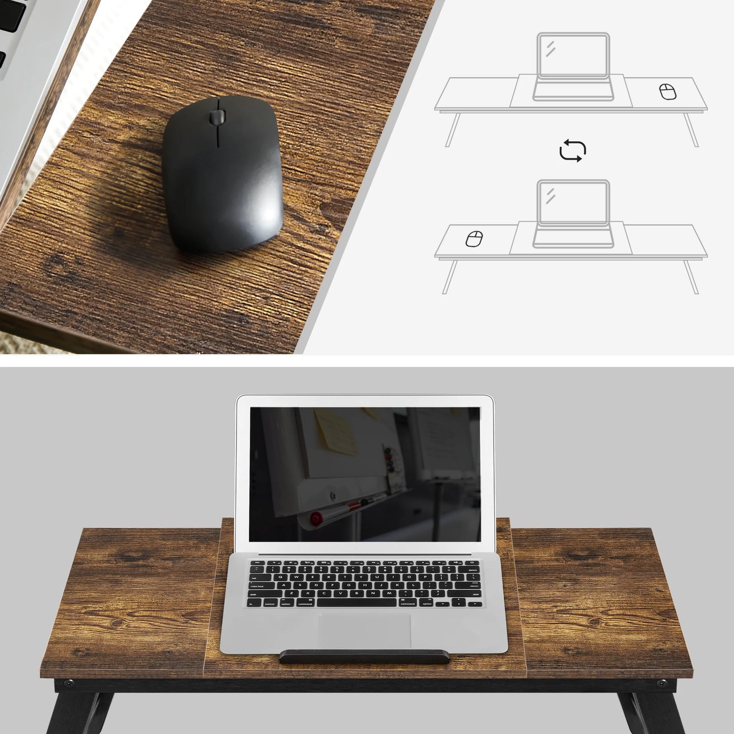 SONGMICS Laptop Desk, Bed Sofa Breakfast Tray, Adjustable Tilt Top, Right-Left Handed, Adjustable Folding Legs