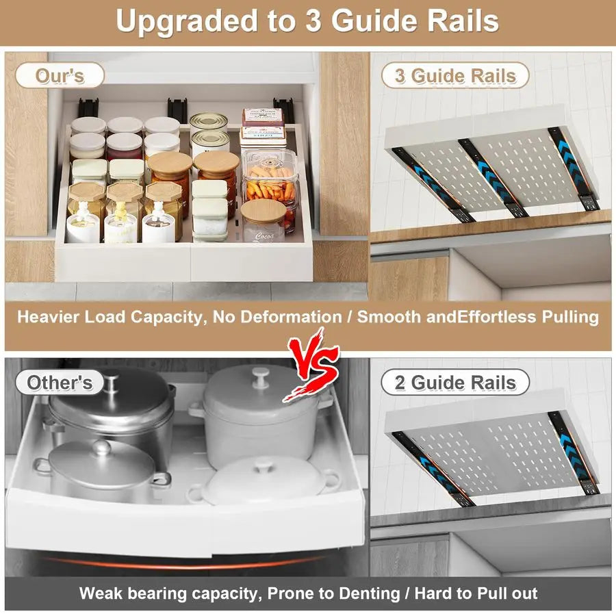 Expandable Cabinet Organizer With Slide Out Drawers For Kitchen Pantry