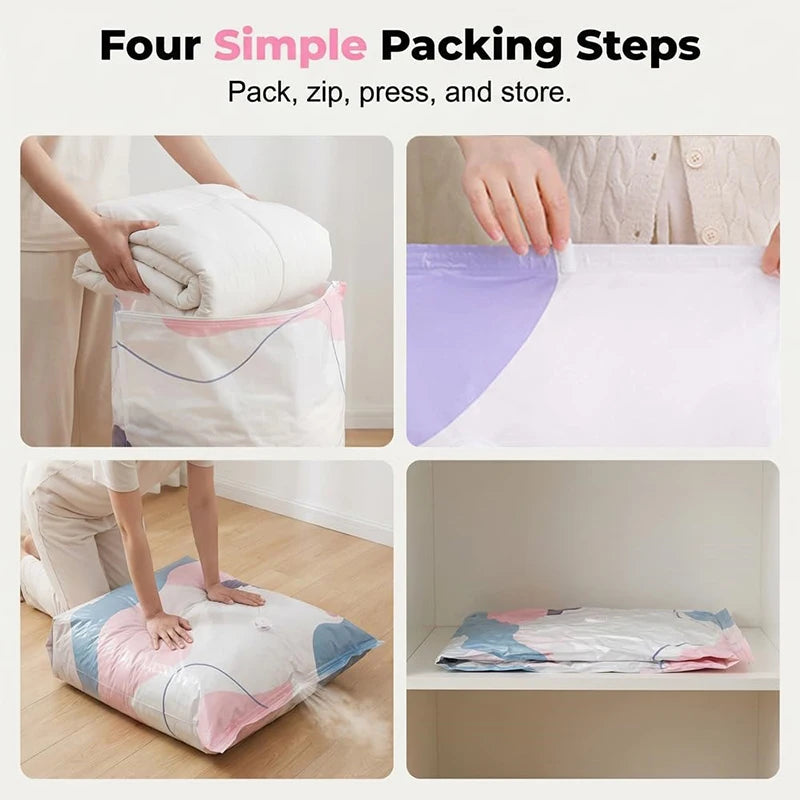 Vacuum Storage Bags Store Clothes Quilts Luggage Sealed Pump Free Thickened Large Capacity Space Saving Household Storage Supply