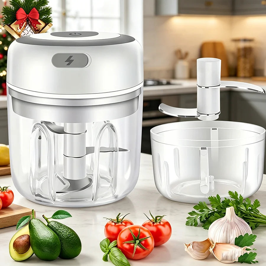250ml Mini Electric Garlic Chopper Cordless Food Processor Meat Grinder Onion Veggie Dicer Baby Food Maker Kitchen Gadget Christmas Mom Gift