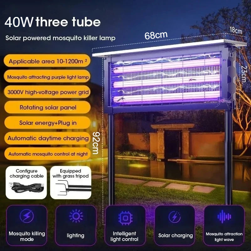 JOYINLED Solar Mosquito Killer Lamp Outdoor Garden Insect Trap