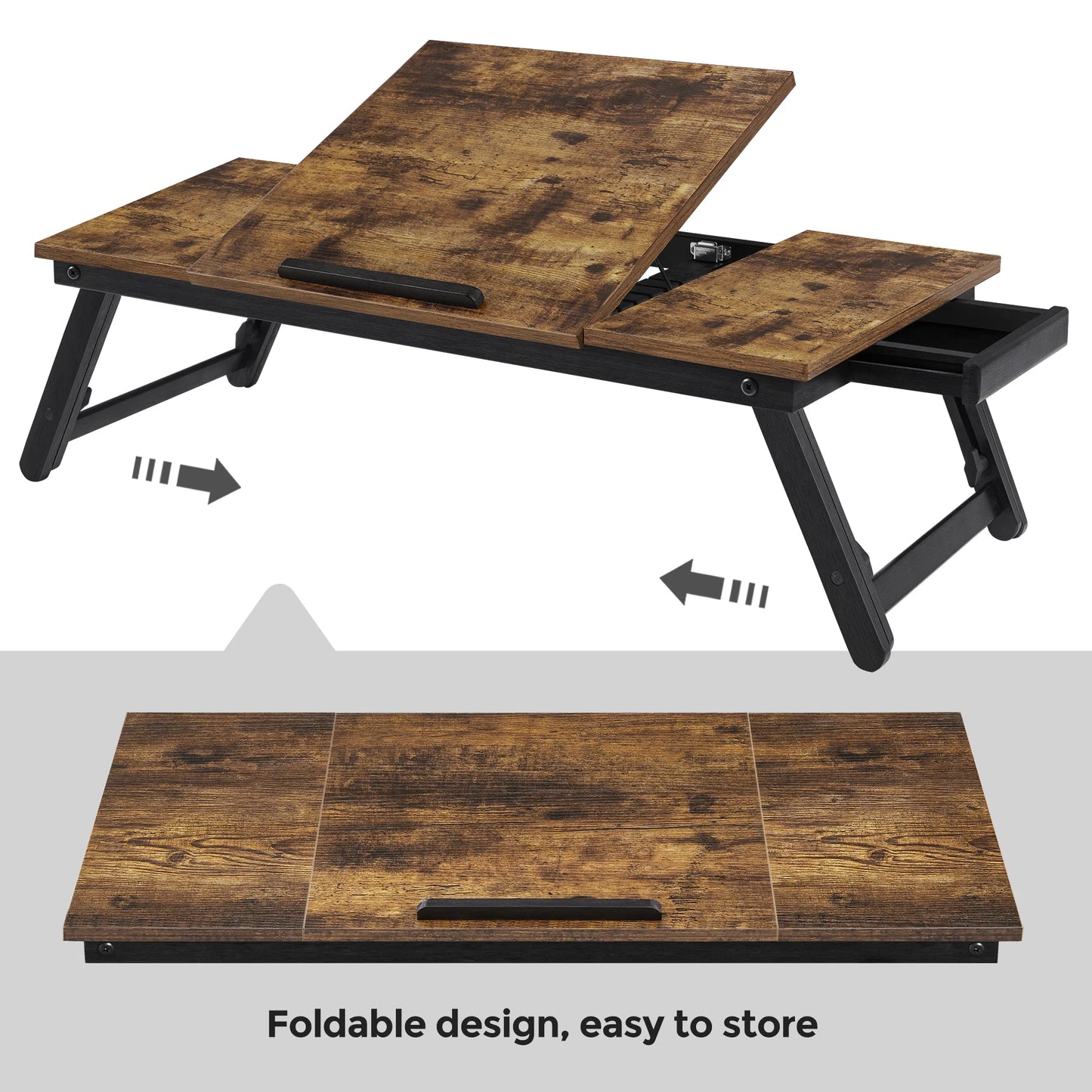 SONGMICS Laptop Desk, Bed Sofa Breakfast Tray, Adjustable Tilt Top, Right-Left Handed, Adjustable Folding Legs