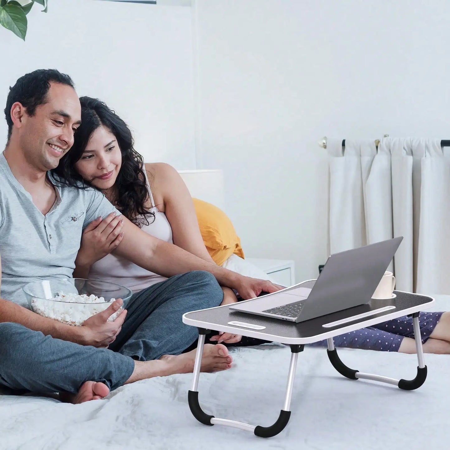 Folding Laptop Lap Desk With Side Storage Drawer Portable Ergonomic Bed Tray Lightweight Lap Table For Bedroom Study Reading Breakfast Outdoor Picnic Indoor Office Multi Purpose Use
